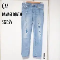 【デニム】ストレート ダメージ加工 25インチ Lサイズ GAP