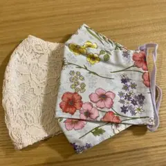 花柄とレースのマスク2枚セット