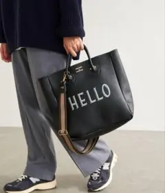 【美品】ヤングアンドオルセン HELLOバッグ 2way ロゴ レザー ブラック FRAMeWORK - 新品☆YOUNG&OLSENヤングアンドオルセン別注