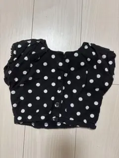petit main 黒白ドット リボン付き トップス 80
