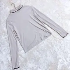 レスポワール ＊ ニット 長袖 薄手 タートルネック (M) ベージュ