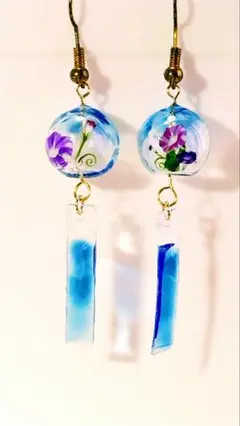 Ｎｏ．438 ハンドメイドピアス 風鈴 朝顔 A