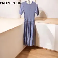 『新品』グレー ニットワンピース 半袖 プリーツM