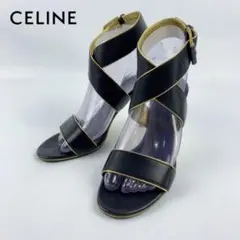 CELINE 22.0 サンダル 本革 ブラック ゴールド/ZA109
