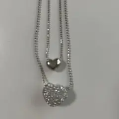 2連ハートペンダント　ネックレス　シルバー