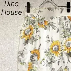 Dino House ひざ丈スカート タイト ポケット付き ひまわり スリット