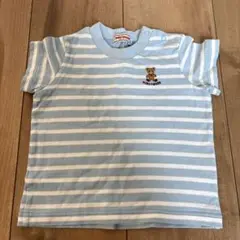 ミキハウス MIKI HOUSE 水色ストライプ Tシャツ 70