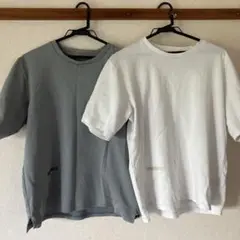 【使用感あり】デサント オルテライン メンズＴシャツ　Ｍ　ホワイト&グレーセット