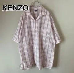 ケンゾー KENZO 開襟 オープンカラー 半袖 チェックシャツ ループ