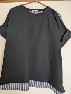ハッシュパピー　Ｌ　黒チェック切替Ｔシャツ　 LLの方もゆったり　今季商品美品