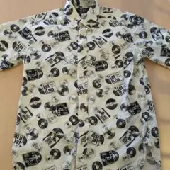 POLO レコード柄プリント 半袖シャツ M　ボタンダウン