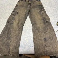 WYM VINTAGE WASHED DENIM CURVED CARGO