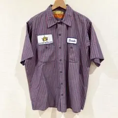 RED KAPレッドキャップ 半袖　ストライプ　ワークシャツ　L
