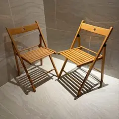 IKEA イケア FRÖSVI 木製 折りたたみイス ナチュラル×2脚