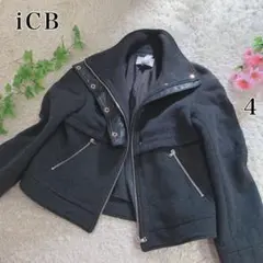 美品 iCB オンワード樫山 ウール ジャケット カシミヤ混 グレー サイズ4