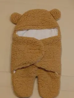 ベージュ クマ耳 おくるみ Sサイズ