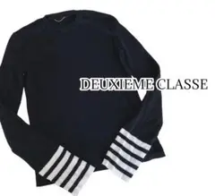 DEUXIEME CLASSE リブニット 袖スリット 袖ボーダー 大人綺麗め