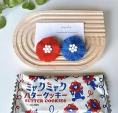【限定色2】ピアス イヤリング 大阪関西万博 刺繍糸 ハンドメイド 赤　青