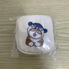 mofusand カラビナつき刺繍スクエアミニポーチ　ホワイト