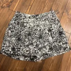 cartonnageショートパンツ黒ブラックベージュ総柄おしゃれフレアM