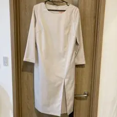 sunauna スーナウーナ 上品 長袖 ワンピース ピンクベージュ