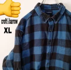 usa古着 croft＆barrow　ネルシャツ　XL　ブルーブラック　チェック