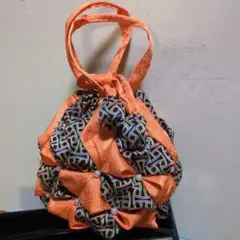 オレンジと黒の巾着袋　金平糖袋