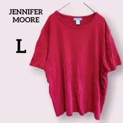 JENNIFER MOORE【L】コットン100 Tシャツ 半袖 赤/レッド