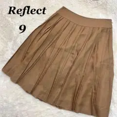 【Reflect】変形プリーツ ひざ下 フレア スカート ブラウン 9