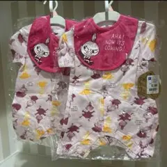 22.リトルミー　スタイ付半袖ロンパース　ピンク　60-70cm 双子ちゃん