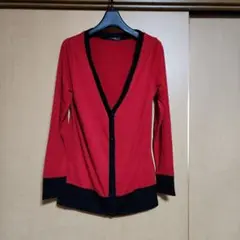 Lianying 赤黒 Vネックカーディガン