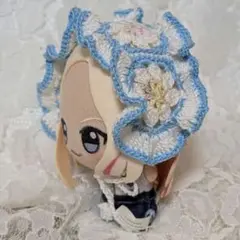 〈白色×水色〉ぬい服　ヘッドドレス　にじぬい　ちびぐるみ