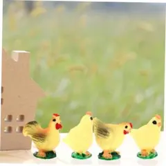 4個 小さな ひよこ ニワトリ 動物 おもちゃ デコレーション フィギュア