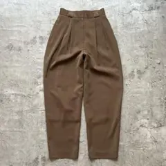 80s vintage テーパードパンツ ブラウン トラッド クラシカル タック
