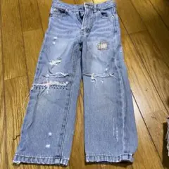 ダメージ加工ライトブルーロングパンツ