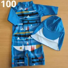 [新品]男の子オールインワン水着帽子付き100