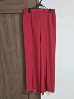 【美品】LEPSIM ストレートパンツ スラックス無地 レッド ワイドパンツ M