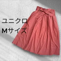 ユニクロ Mサイズ フレアスカート ピンク　リボン付き