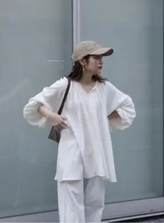 【美品】jumelle pin tuck tunic shirt アイボリー