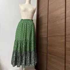 [美品]PAUL & JOE UNIQLO 花柄　ロングスカート　グリーン