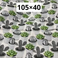222 サボテン柄　生成り　オックス生地　105×40
