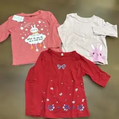 うさぎとリボン柄Tシャツ 3枚セット