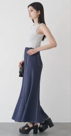 ☆新品☆MURUA デニムライクステッチスカート