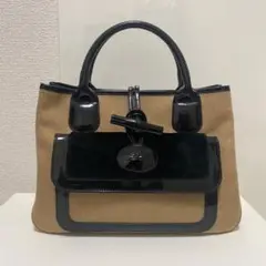 【超稀少・極美品✨】ロンシャン ロゾ ハンドバッグ ファー エナメル ウール
