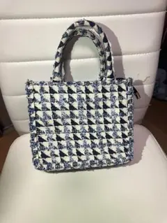 ツイード　ミニバック　ブルー　ホワイト