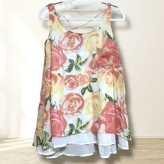 【新品未使用】INGNI 花柄ノースリーブブラウス 総柄 バッククロス 夏服