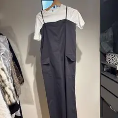 グレー サロペット 調整可能ストラップ