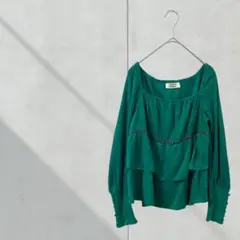 T423【ミニマムミニマム】カットソー　長袖　グリーン　グリーン　アンゴラ