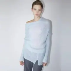 paloma wool 淡い水色 オフショルダー ニットセーター フリルオフショルダーサマーニット