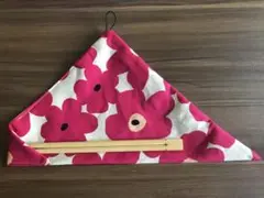 箸袋　北欧赤花　ハンドメイド